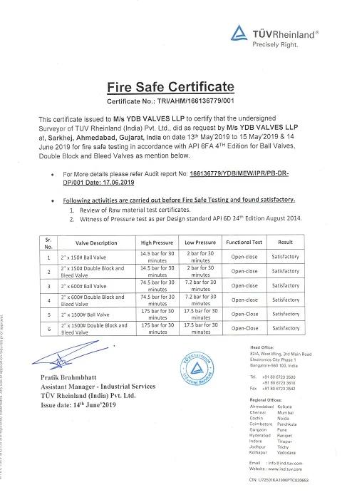 Fire Safe Certificate
